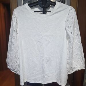 St. John's Bay White Eyelet Sleeve Blouse